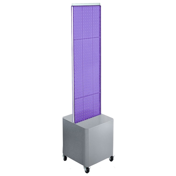 Two-Sided Pegboard Floor Display on Wheeled Studio Base